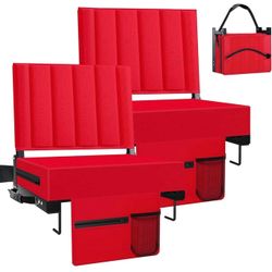2 Stadium Seat for Bleachers with Back Support and Cushion, Bleacher Seats with Shoulder Strap and Cup Holder, Padded Portable Folding Comfort Stadium