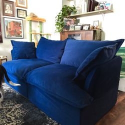 Sofa Sectional Loveseat - Blue Velvet - Deep Cloud Couch
