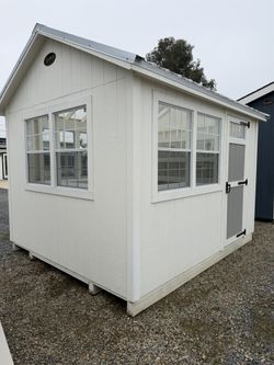 10x12 Greenhouse Shed - Tons of Windows, SunSky Roof & Extra Shelving! 