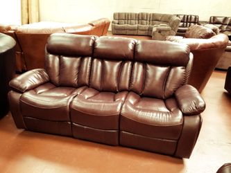 Dark brown shava genuine real leather recliner couch or loveseat