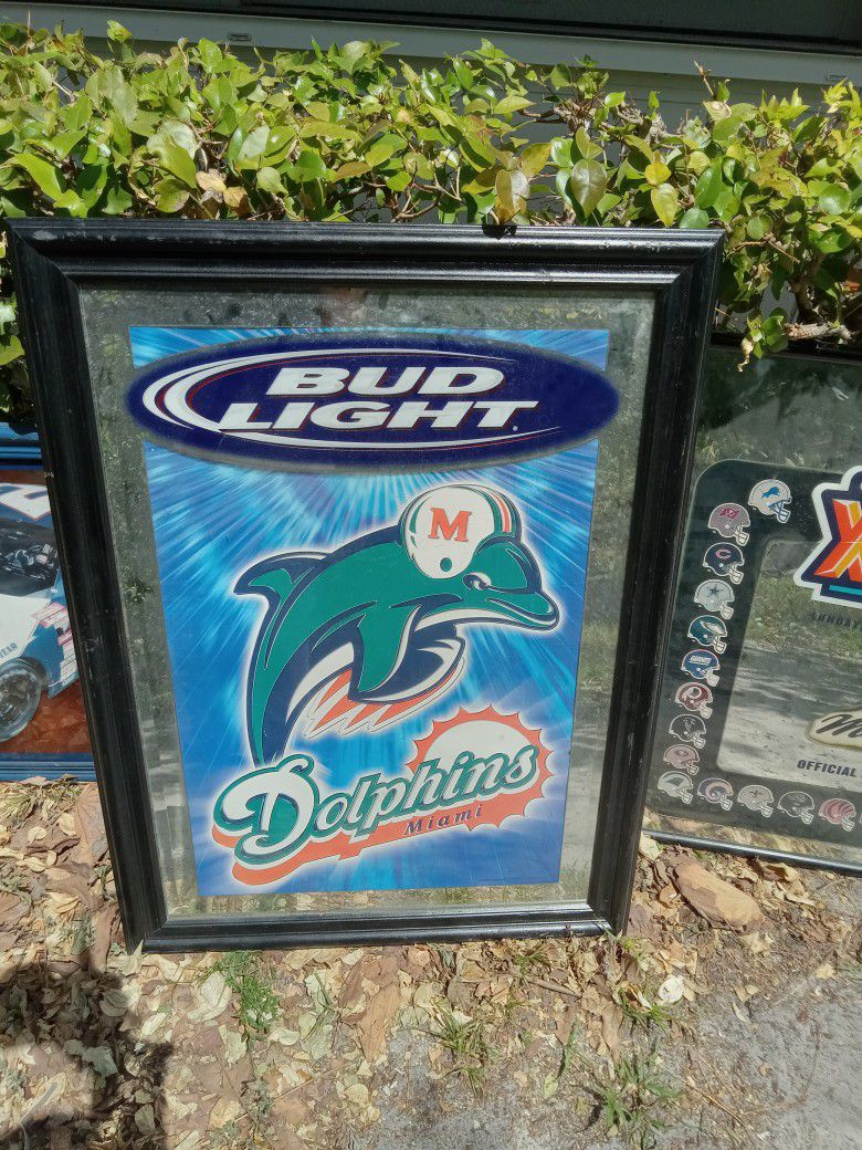 Bud Light Miami Dolphins Glass Sign