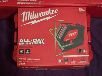 Milwaukee 3421 cross line green laser level/plumb with 6' Milwaukee tripod