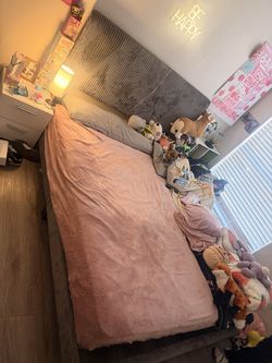 Grey queen bed frame