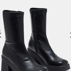 Steve Madden Black Leather Klayton Boots W8