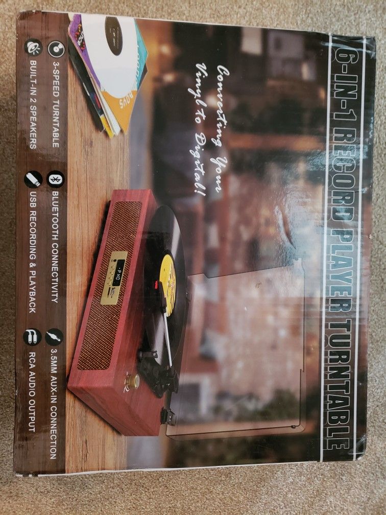 6-in-1 Record Player Turntable with Bluetooth