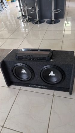 JL Audio CP212-W0v3 dual 12-inch slot-ported BassWedge subwoofer and  JBL Club 4505 amp (5-Channel)
