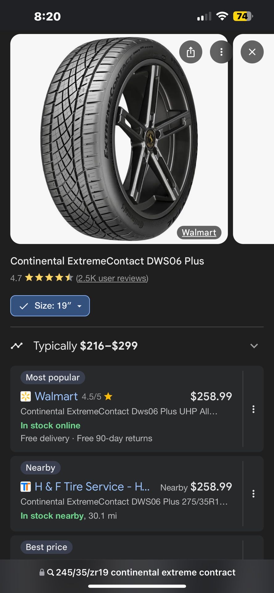1 NEW continental Extremecontact 245/35ZR19
