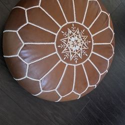 Genuine Leather Moroccan Ottoman Footstool