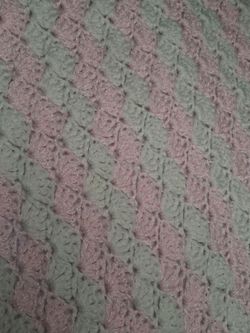 Handmade Crochet Blanket Pink and White