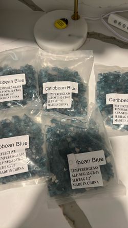 5 pounds Caribbean blue reflective tempered glass ￼