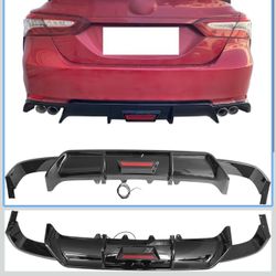 2018-2024 TOYOTA CAMRY SE XSE GLOSSY BLACK REAR BUMPER DIFFUSER W/ LED LIGHT
