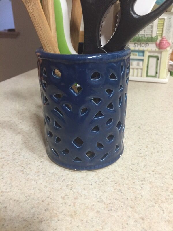 Blue utensil holder