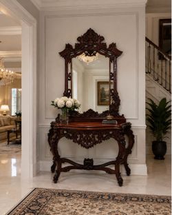 Mahogany Vintage Table Hall Vanity Mirror