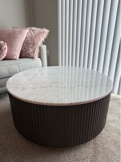 Marble Top Coffee Table 35” diameter 15” tall