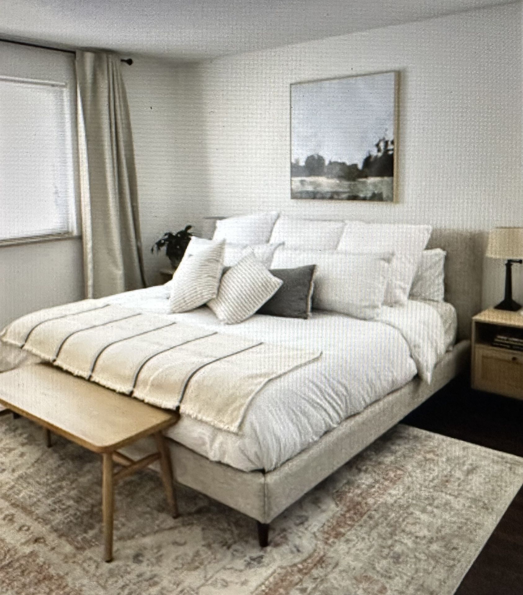 🛏️ ARTICLE Sven TUFTED Birch Ivory King BED FRAME - SALE ~25% Off