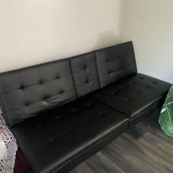 Black Faux Leather Futon