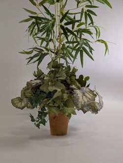 Lush Artificial Potted Plant Arrangement with Bamboo-Style Foliage