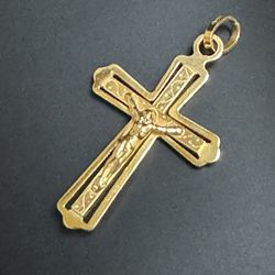 18K Gold ITALY Cross Jesus 18KT 750 cruz de oro 18 K Pendant Jewelry NO Necklace Chain