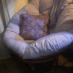 42"Rattan Papasan Chair And Cushion 