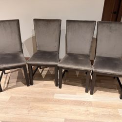 Set of 4 Modern Upholstered Dining Chairs – Espresso & Gunmetal