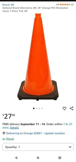 JBC RS70032C Revolution Plain Orange Traffic Cone 28" High (Quantity 5, $20 Each)