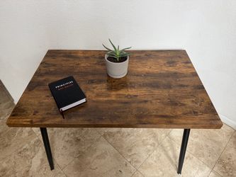 Modern Rustic Dining Table / Large Work Desk – Wood Top & Black Metal Legs