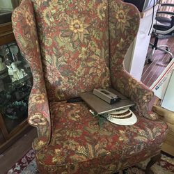 Red Wing Chair With Sunflowers 