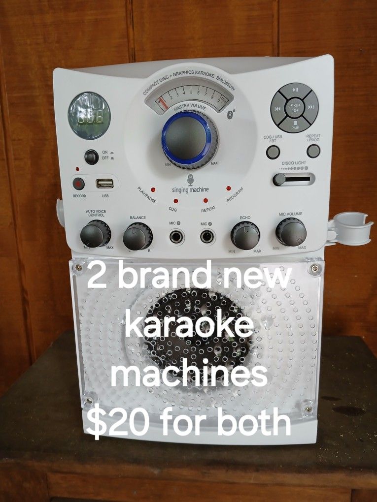 $20 For 2 Brand New Karaoke Machines, (Missing AC Power Supply Cables)
