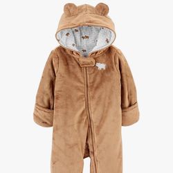 Simple Joys by Carter’s Fleece Footed Pram – Brown Bear – 3–6 Months
