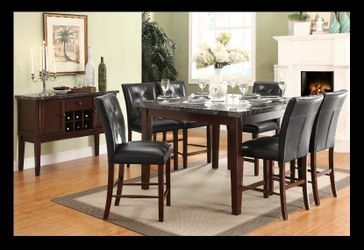 Brand New Gorgeous Real Marble Top Counter Height Dining Set