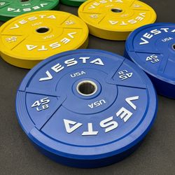 Vesta Color Bumper Plates | 230lbs set | Fitness | Gym | Weights | 2inch holes | New in boxes |  