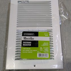 Everbilt
10 in. x 6 in. 2-Way Steel Baseboard Register in White