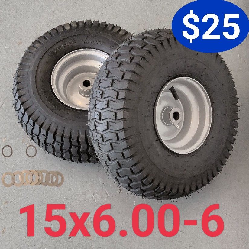 NEW AR-PRO Lawnmower Tractor Tires 15x6.00-6 Craftsman John Deere 4-Ply Mower Wheels Tires