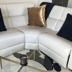 3 Piece Leather Sectional White