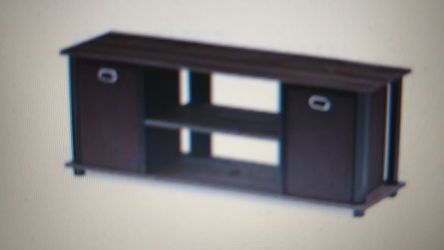 Furrino Econ Entertainment Center w/Storage Bins, Columbia Walnut/Black/Dark Brown