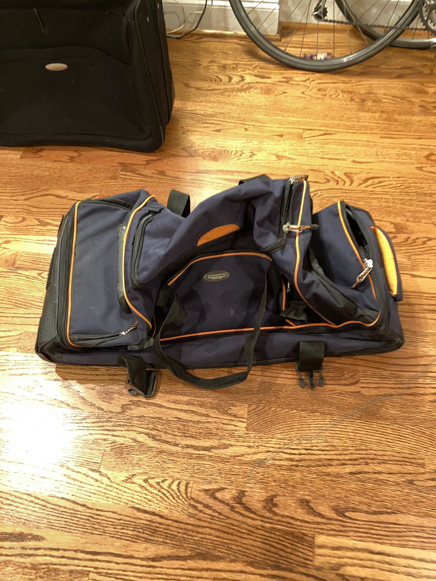 Large duffle roller board suitcase