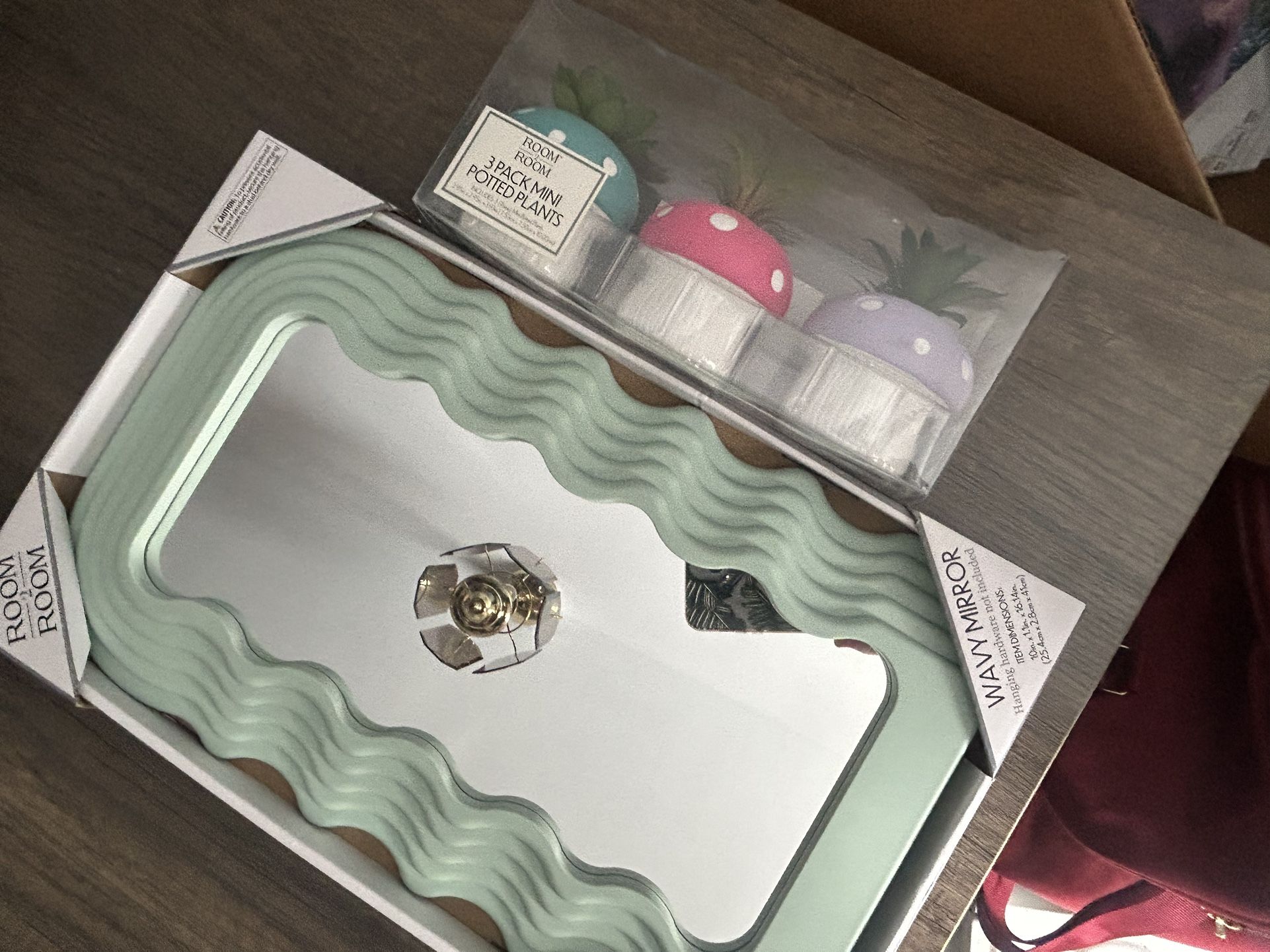 Small Mirror & Fake Succulent Mushroom Room Decor