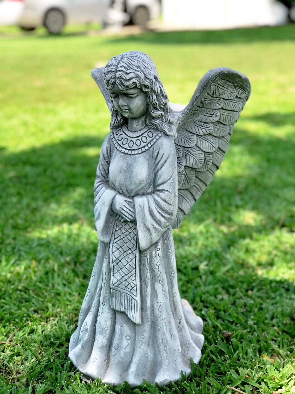 . Angel Bird Feeder or Plant Holder ( Pottery Statue ) 1ft 10 inchlong