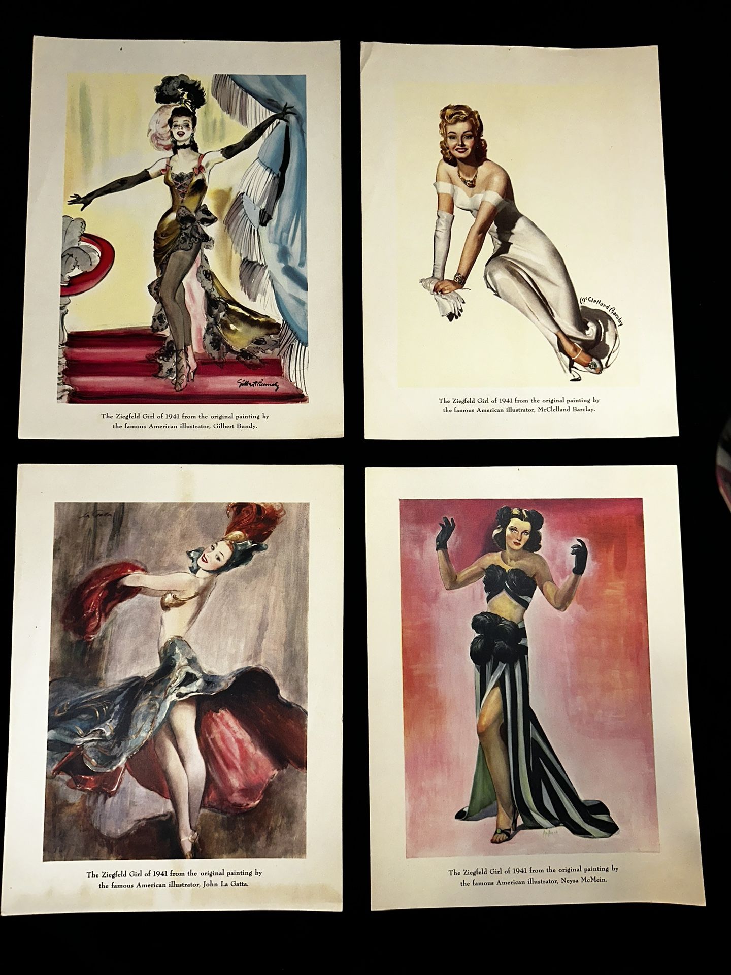 4 Ziegfeld Girl Posters 1941 Ziegfeld's Follies Girls Poster Illustrations