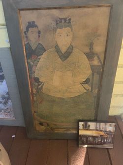 Vintage Chinoiserie Ming Dynasty Family Ancestor Empress Portrait