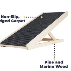 PawRamp Carpeted Adjustable Wood Dog Ramp