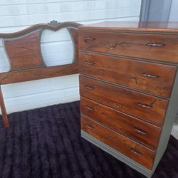 Dresser And Headboard (Full) With Metal Bed Frame