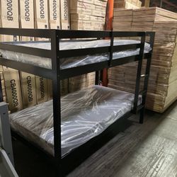 Twin bunk bed. Comes in espresso, white & grey. Assembly required. Assembly not included. Taxes included. Free delivery.  Bunk bed only-$220 Bunk bed 