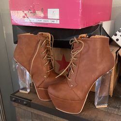 Brown Boot With Clear Heel! Not Free Make An Offer