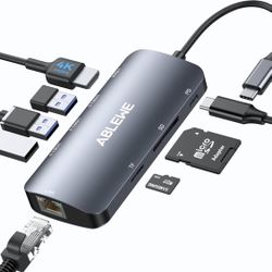 USB C Hub Ethernet, 8 in 1 Multiport USB C to HDMI Adapter 4K@60Hz,1000Mbps, 100