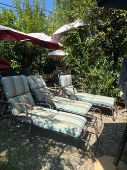Pool, patio aluminum folding bed with cushions set of 3