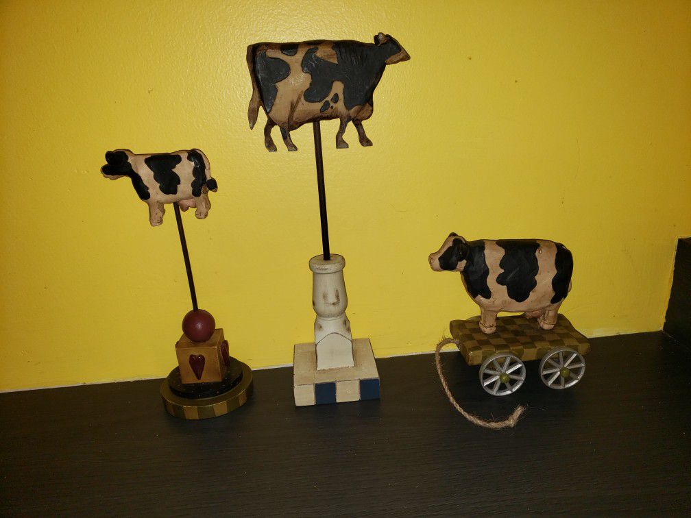 3 cow figures figurines home decor