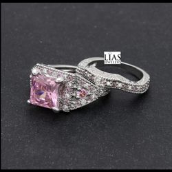 New 18k White Gold Wedding Ring Set 