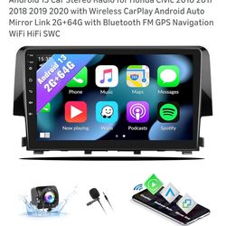 Android 13 Car Stereo Radio for Honda Civic 2016 2017 2018 2019 2020 with Wireless CarPlay Android Auto Mirror Link 2G+64G with Bluetooth FM GPS Navig