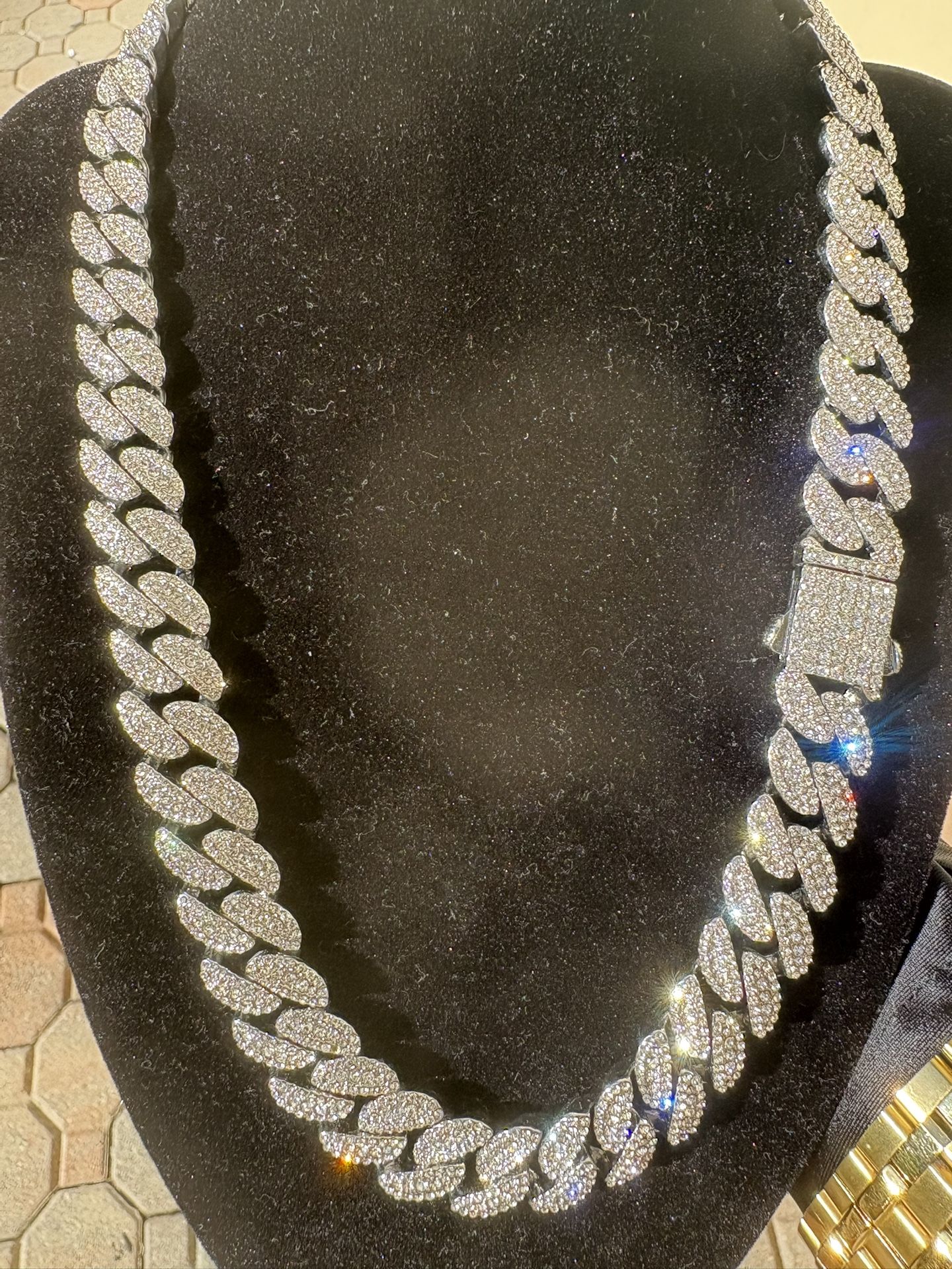 Iced Out Cuban Chain CZ Silver 20” Brass Alloy